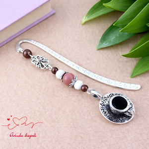 Barna kávéscsésze könyvjelző � egyedi, kézműves ajándék kávérajongóknak, Könyv & Zene, Könyvjelző, Ékszerkészítés, Gyöngyfűzés, gyöngyhímzés, MESKA