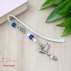 Kék horgászos könyvjelző � egyedi, kézműves ajándék horgászoknak, Könyv & Zene, Könyvjelző, Ékszerkészítés, Gyöngyfűzés, gyöngyhímzés, MESKA