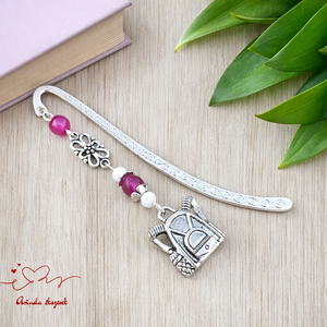 Rózsaszín hátizsákos könyvjelző � egyedi, kézműves ajándék olvasóknak, Könyv & Zene, Könyvjelző, Ékszerkészítés, Gyöngyfűzés, gyöngyhímzés, MESKA