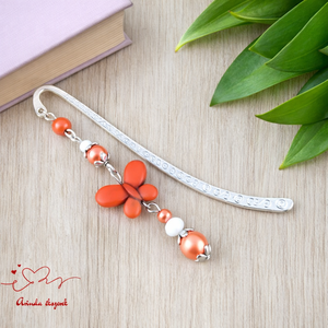 Narancssárga howlit pillangó könyvjelző � egyedi, kézműves ajándék olvasóknak, Könyv & Zene, Könyvjelző, Ékszerkészítés, Gyöngyfűzés, gyöngyhímzés, MESKA