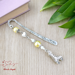 Sárga görkorcsolyás könyvjelző � sportos ajándék születésnapra és névnapra, Könyv & Zene, Könyvjelző, Ékszerkészítés, Gyöngyfűzés, gyöngyhímzés, MESKA