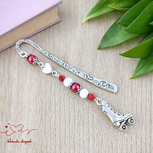 Piros görkorcsolyás könyvjelző � sportos ajándék születésnapra és névnapra, Könyv & Zene, Könyvjelző, Ékszerkészítés, Gyöngyfűzés, gyöngyhímzés, MESKA