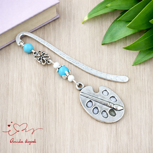 Világoskék festőpalettás könyvjelző � pedagógusnapi és évzáró ajándék tanároknak, Könyv & Zene, Könyvjelző, Ékszerkészítés, Gyöngyfűzés, gyöngyhímzés, MESKA