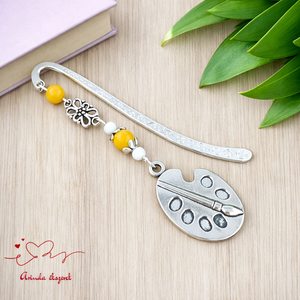 Sárga festőpalettás könyvjelző � pedagógusnapi és évzáró ajándék tanároknak, Könyv & Zene, Könyvjelző, Ékszerkészítés, Gyöngyfűzés, gyöngyhímzés, MESKA