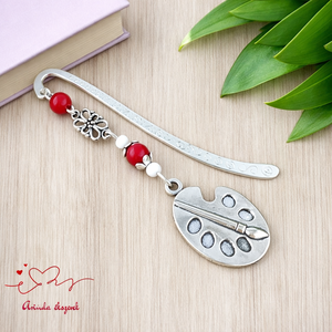 Piros festőpalettás könyvjelző � pedagógusnapi és évzáró ajándék tanároknak, Könyv & Zene, Könyvjelző, Ékszerkészítés, Gyöngyfűzés, gyöngyhímzés, MESKA