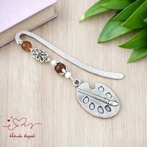 Barna festőpalettás könyvjelző � pedagógusnapi és évzáró ajándék tanároknak, Könyv & Zene, Könyvjelző, Ékszerkészítés, Gyöngyfűzés, gyöngyhímzés, MESKA