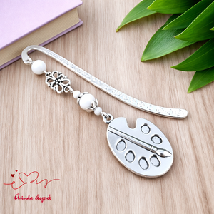 Fehér festőpalettás könyvjelző � pedagógusnapi és évzáró ajándék tanároknak, Könyv & Zene, Könyvjelző, Ékszerkészítés, Gyöngyfűzés, gyöngyhímzés, MESKA