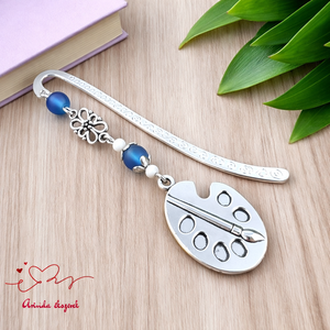 Sötétkék festőpalettás könyvjelző � pedagógusnapi és évzáró ajándék tanároknak, Könyv & Zene, Könyvjelző, Ékszerkészítés, Gyöngyfűzés, gyöngyhímzés, MESKA