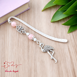 Rózsaszín flamingós könyvjelző � egyedi, kézműves ajándék olvasóknak, Könyv & Zene, Könyvjelző, Ékszerkészítés, Gyöngyfűzés, gyöngyhímzés, MESKA