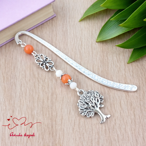 Narancssárga életfás könyvjelző � pedagógusnapi ajándék, Könyv & Zene, Könyvjelző, Ékszerkészítés, Gyöngyfűzés, gyöngyhímzés, MESKA