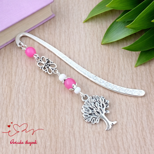 Pink achát életfás könyvjelző � pedagógusnapi ajándék, Könyv & Zene, Könyvjelző, Ékszerkészítés, Gyöngyfűzés, gyöngyhímzés, MESKA