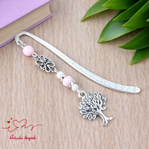 Rózsaszín életfás könyvjelző � pedagógusnapi ajándék, Könyv & Zene, Könyvjelző, Ékszerkészítés, Gyöngyfűzés, gyöngyhímzés, MESKA