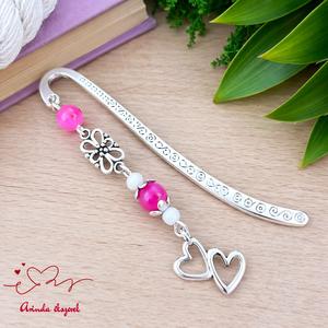 Szív medálos pink könyvjelző � szeretetteljes ajándék, Könyv & Zene, Könyvjelző, Ékszerkészítés, Gyöngyfűzés, gyöngyhímzés, MESKA