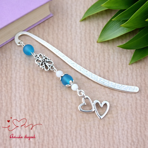 Szív medálos türkiz könyvjelző � szeretetteljes ajándék, Könyv & Zene, Könyvjelző, Ékszerkészítés, Gyöngyfűzés, gyöngyhímzés, MESKA