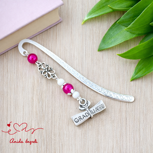 Diplomás könyvjelző pink gyöngyökkel � ballagási és avatási ajándék diplomázóknak, Könyv & Zene, Könyvjelző, Ékszerkészítés, Gyöngyfűzés, gyöngyhímzés, MESKA