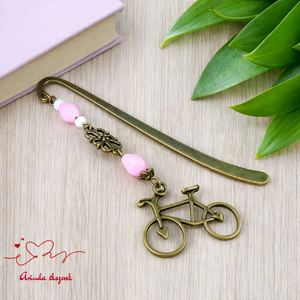 Biciklis könyvjelző � sportos, természetkedvelő ajándék szülinapra, névnapra sárga gyöngyökkel - Meska.hu