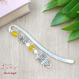 Bagoly könyvjelző sárga gyöngyökkel � kézműves ajándék olvasóknak és tanároknak, Könyv & Zene, Könyvjelző, Ékszerkészítés, Gyöngyfűzés, gyöngyhímzés, MESKA