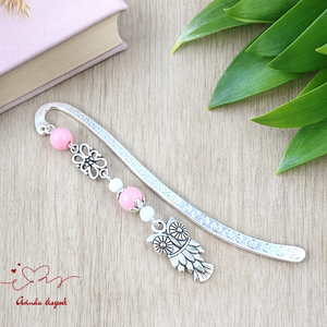 Bagoly könyvjelző rózsaszín gyöngyökkel � kézműves ajándék olvasóknak és tanároknak, Könyv & Zene, Könyvjelző, Ékszerkészítés, Gyöngyfűzés, gyöngyhímzés, MESKA