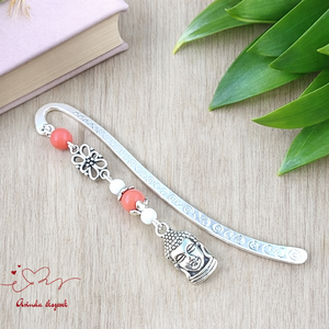 Buddha fejes ásvány könyvjelző � nyugalmat árasztó, kézzel készült ajándék olvasóknak narancs gyöngyökkel, Könyv & Zene, Könyvjelző, Ékszerkészítés, Gyöngyfűzés, gyöngyhímzés, MESKA