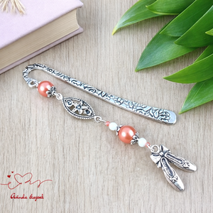 Balettcipő könyvjelző narancs-fehér gyöngyökkel � elegáns ajándék táncosoknak, balett rajongóknak - Meska.hu