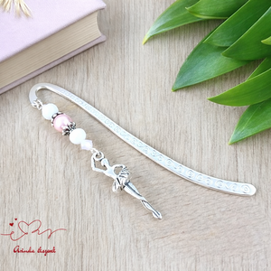 Balerina könyvjelző rózsaszín-fehér gyöngyökkel � elegáns ajándék táncosoknak, balett rajongóknak - Meska.hu