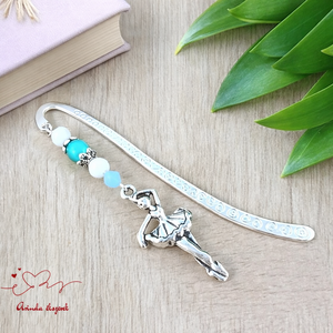 Balerina könyvjelző kék-fehér gyöngyökkel � elegáns ajándék táncosoknak, balett rajongóknak - Meska.hu