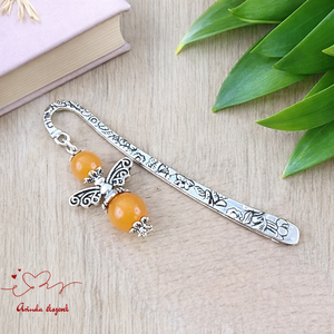 Anyák napi ásvány angyal könyvjelző narancs aventurinnal - szeretettel készült ajándék édesanyáknak, Könyv & Zene, Könyvjelző, Ékszerkészítés, Gyöngyfűzés, gyöngyhímzés, MESKA