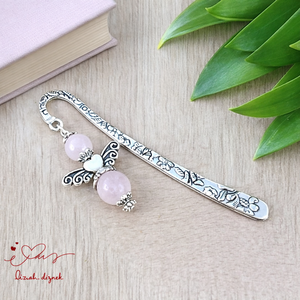 Anyák napi ásvány angyal könyvjelző rózsakvarccal - szeretettel készült ajándék édesanyáknak, Könyv & Zene, Könyvjelző, Ékszerkészítés, Gyöngyfűzés, gyöngyhímzés, MESKA