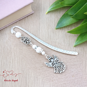 Angyalkás könyvjelző pedagógusnapra - kedves ajándék tanároknak és óvónőknek fehér színben, Könyv & Zene, Könyvjelző, Ékszerkészítés, Gyöngyfűzés, gyöngyhímzés, MESKA