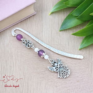 Angyalkás könyvjelző pedagógusnapra - kedves ajándék tanároknak és óvónőknek lila színben, Könyv & Zene, Könyvjelző, Ékszerkészítés, Gyöngyfűzés, gyöngyhímzés, MESKA