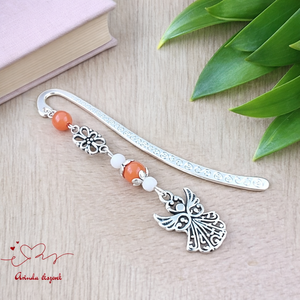 Angyalkás könyvjelző pedagógusnapra - kedves ajándék tanároknak és óvónőknek narancs színben, Könyv & Zene, Könyvjelző, Ékszerkészítés, Gyöngyfűzés, gyöngyhímzés, MESKA