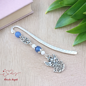 Angyalkás könyvjelző pedagógusnapra - kedves ajándék tanároknak és óvónőknek sötétkék színben, Könyv & Zene, Könyvjelző, Ékszerkészítés, Gyöngyfűzés, gyöngyhímzés, MESKA