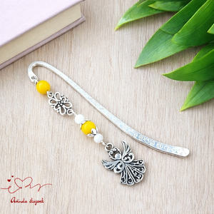 Angyalkás könyvjelző pedagógusnapra - kedves ajándék tanároknak és óvónőknek sárga színben, Könyv & Zene, Könyvjelző, Ékszerkészítés, Gyöngyfűzés, gyöngyhímzés, MESKA