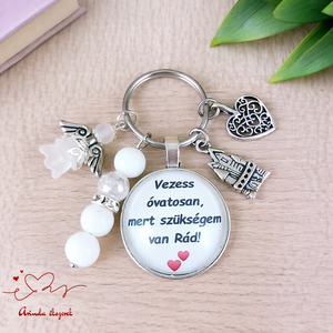 Vezess óvatosan, mert szükségem van Rád! autós kulcstartó � ajándék sofőröknek, Táska & Tok, Kulcstartó & Táskadísz, Kulcstartó, Ékszerkészítés, Gyöngyfűzés, gyöngyhímzés, MESKA