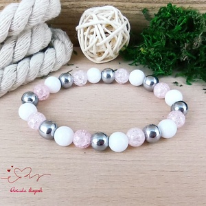 Gondoskodás rózsaszín hegyikristály hematit jade ásvány nyaklánc fülbevaló orvosi fém nemesacél szerelékkel - ékszer - ékszerszett - Meska.hu