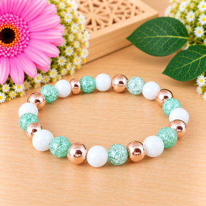 Napsütötte ragyogás menta hegyikristály rosegold hematit jade ásvány karkötő - Meska.hu