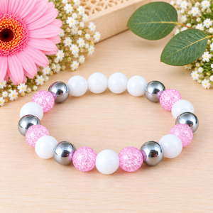 Gondoskodás pink  hegyikristály hematit jade ásvány karkötő - Meska.hu