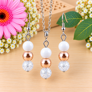 Napsütötte ragyogás farmerkék hegyikristály rosegold hematit jade ásvány nyaklánc fülbevaló orvosi fém nemesacél - ékszer - ékszerszett - Meska.hu