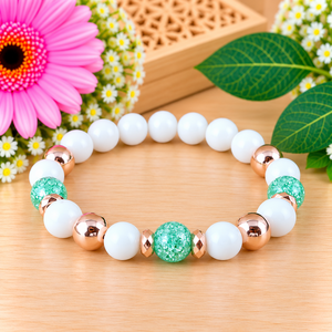 Napsütötte ragyogás menta hegyikristály rosegold hematit jade ásvány karkötő - Meska.hu