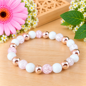 Napsütötte ragyogás rózsaszín hegyikristály rosegold hematit jade ásvány karkötő - Meska.hu