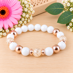 Napsütötte ragyogás bézs hegyikristály rosegold hematit jade ásvány karkötőegyedi ásvány ékszer nőnek lánynak  - Meska.hu