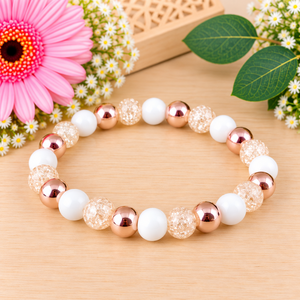 Napsütötte ragyogás bézs hegyikristály rosegold hematit jade ásvány karkötő - Meska.hu