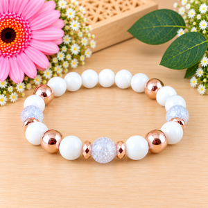 Napsütötte ragyogás farmerkék hegyikristály rosegold hematit jade ásvány karkötő - Meska.hu