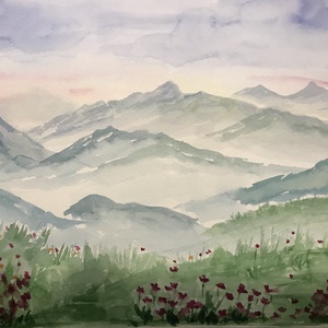 Akvarell - Tavaszi hegyek - Meska.hu