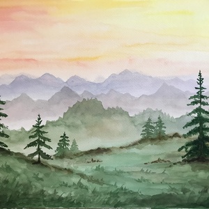 Eredeti akvarell (30x40) - Naplemente - művészet - festmény - akvarell - Meska.hu