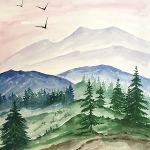 Tavasz a hegyekben - akvarell (30x40cm) - művészet - festmény - akvarell - Meska.hu