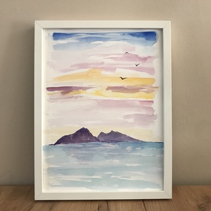Akvarell minimál naplemente (30x40cm) - művészet - festmény - akvarell - Meska.hu