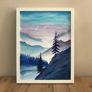 Akvarell hegyek (30x40cm) - művészet - festmény - akvarell - Meska.hu