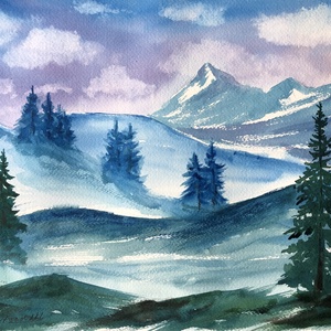 Dombokon-hegyeken - eredeti akvarell - művészet - festmény - akvarell - Meska.hu