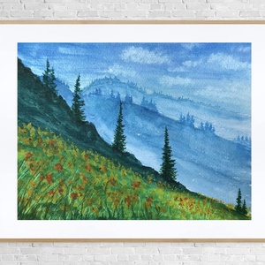 Tavasz a hegyen - Eredeti akvarell - Meska.hu